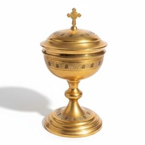 Beautiful EUC Antique Roman Catholic Sterling Cup Ciborium For Altar Grape Motif